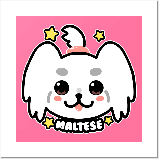 KAWAII Maltese Dog Face Wall Art by TechraNova